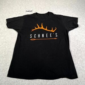 Schnee's T Shirt Mens Medium Black Crew‎ Neck Antler Arrow Graphic Logo Casual
